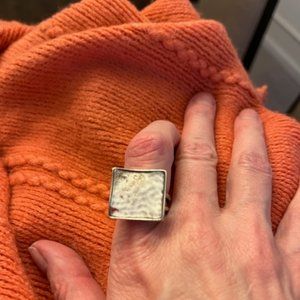 Silver Square Hammered Ring Sz. 8
